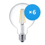 Lot 6x Philips Corepro LED Globe E27 Filament Claire 95mm 7W 806lm - 827 Blanc Très Chaud | Équivalent 60W