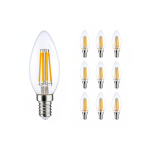 Lot 10x LED E14 Bougie Filament Claire 4.5W 470lm - 827 | Remplacement 40W